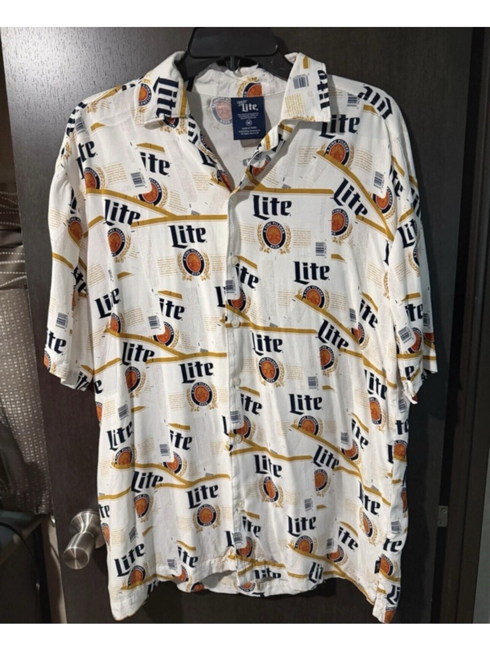 A Fine Pilsner Miller Lite Beer Hawaiian Shirt S/S Button Down Shirt Size XL